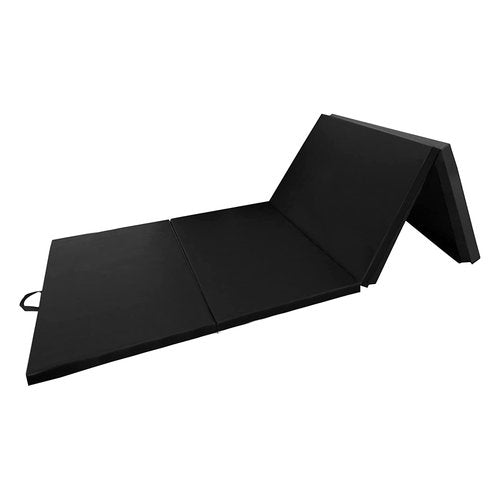 BalanceFrom Folding Gymnastics Mat, Thick Home Gym Floor Tumbling Equipment, Black - Portable Exercise and Workout Pad for Pilates, Aerobics, and Martial Arts Fitness Training