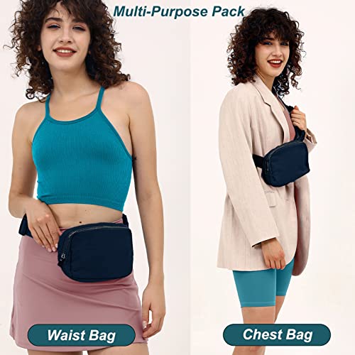 Waterproof Fanny Pack for Women Men - Mini Crossbody Belt Bag with Adjustable Strap Navy Blue