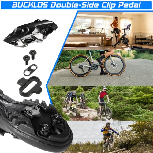 Bike Clip Pedals MTB Mountain Bike Clipless Dual Sided 9/16 Inch - Black-1
