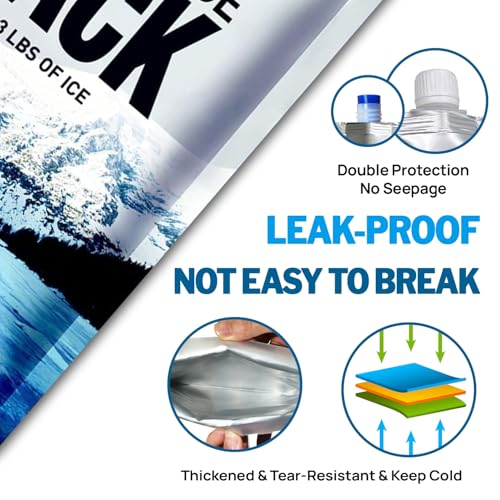Medium Reusable Ice Packs for Coolers 5 Pack - Gel-Free Freezer Blocks