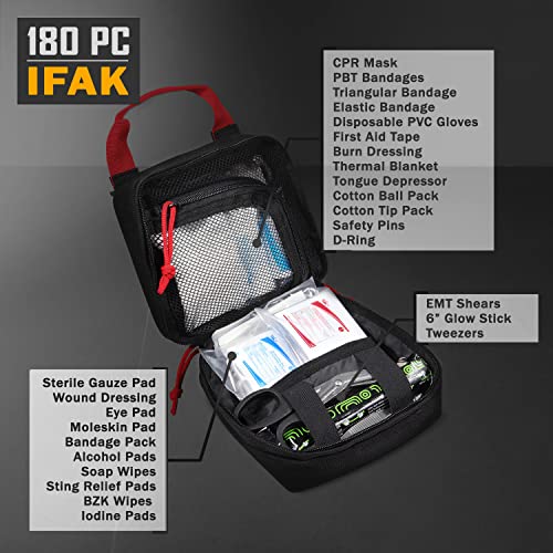 Everlit Tactical First Aid Kit with Molle Pouch - Black, 180 Pieces