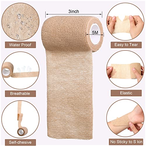 Self Adhesive Bandages 48 Pack - Nude, 3 Inch x 5 Yard Elastic Wraps