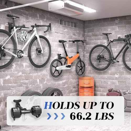 Goovilla Bike Wall Mount Hanger Adjustable - Space Saving Horizontal Bicycle Rack for Mountain/Road/Hybrid Bikes | Secure Home Garage Storage with Easy Installation | 1-Pack Cycling Holder Hook,Black