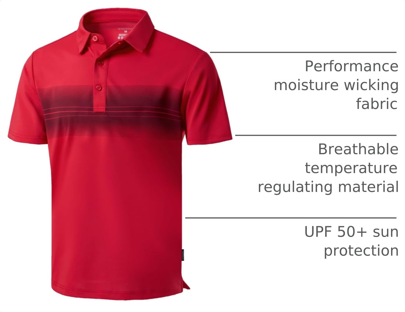 Men's Golf Shirts Dry Fit Moisture Wicking Performance Short Sleeve Collared Polo Shirts for Casual Tennis Bussiness (Red Stripe, XL)