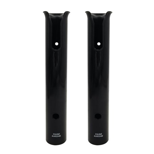 ISURE MARINE 2-Pole Black ABS Plastic Single Tube Multi-Function Fishing Rod Holder, 12" Width, 2" Inlet Diameter