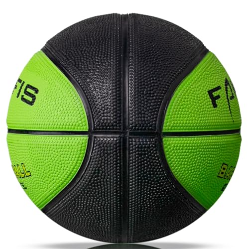 Kids Youth Basketball Size 5 - Black Green Rubber Indoor Outdoor Ball for Ages 3-14 - Gift for Children
