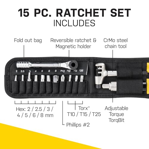 Topeak Ratchet Rocket Lite NTX+ Bike Repair Tool Kit ? 19 Function Compact Multitool with Adjustable Torque TorqBit (2?6 Nm), Allen & Torx Bits, Phillips Driver, Chain Tool, Magnetic Bit Holder & Case
