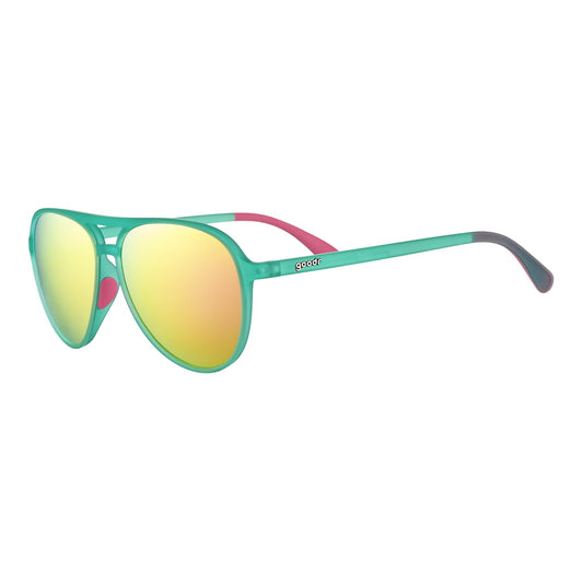 goodr Kitty Hawkers' Ray Blockers Sunglasses Blue Polarized Sunglasses, Medium Sized Blue Aviator (Mach G)