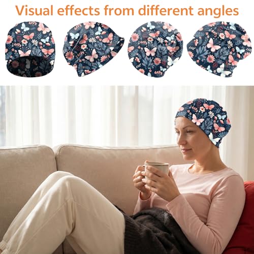 Deokke Butterfly Flower Slouchy Chemo Cap - Lightweight Head Wrap for Women Girls Men - Variation I-7-butterfly Flower