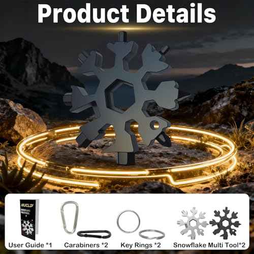 Stocking Stuffers for Men 2025 - Snowflake Multi Tool 2 Pack, Christmas Gifts for Him - Stainless Steel Multitool with Carabiner & Wrench,White Elephant Gifts for Coworkers, Adults (Silver+Black)