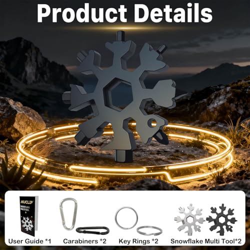 Snowflake Multi Tool 2 Pack - Silver & Black Starry Sky 18-in-1 EDC Gift