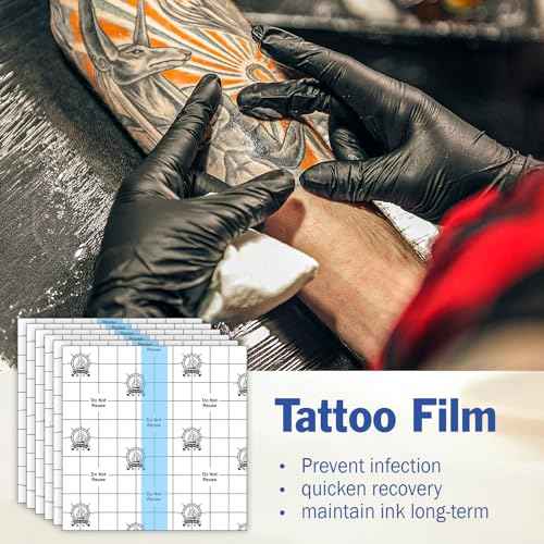 AZEN 50 Pieces Waterproof Bandages, Transparent Film Dressing 4 X 4, Clear Bandages Waterproof Adhesive Bandage, Second Skin Tattoo Cover Up Tape