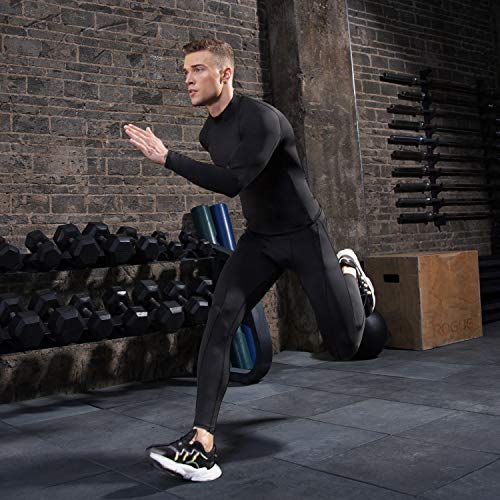 Men's Compression Long Sleeve Turtleneck Shirt XL Black - Workout Tops