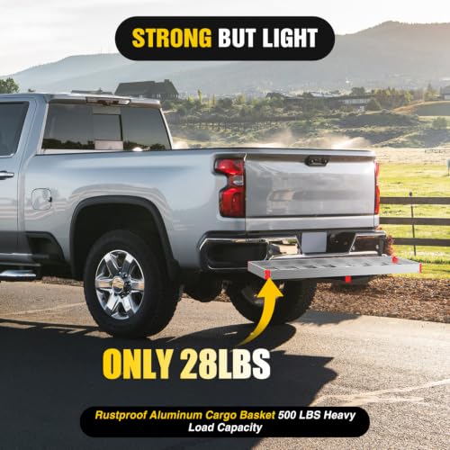 Nilight 60" x 22" x 3.25" Aluminum Hitch Cargo Carrier with Ratchet Straps, 500 lbs Capacity