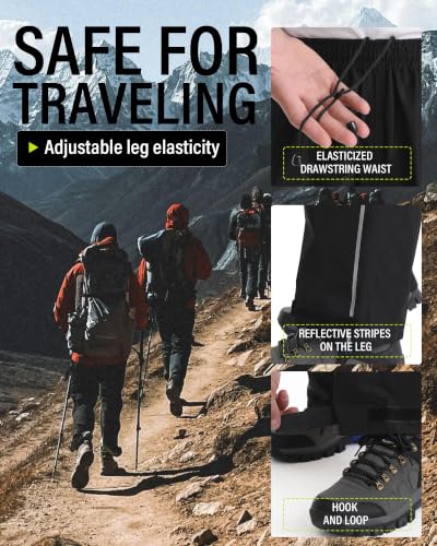 Men's Waterproof Rain Pants - Packable Windproof Lightweight Overpants, X-Small / 28" Inseam, Black