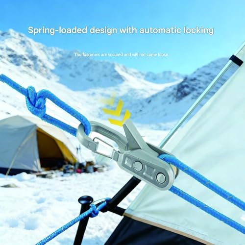 Heavy Duty Retractable Rope Tensioner with Carabiner for Camping & Tarp