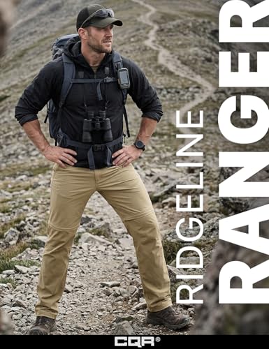 Men's Convertible Cargo Tactical Pants - Water Resistant Outdoor Hiking, Zip Off, Lightweight Stretch, 36W x 32L - Runyon Dune Khaki