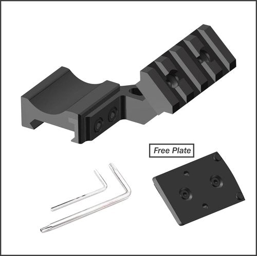 Gotical 45 Degree Angled Low Profile Offset Picatinny Rail Side Mount Adapter with Build-in 4-Slot 1.7 Inch Picatinny Rail, Red Dot Riser Black Finish Type III Hard Coat Anodized