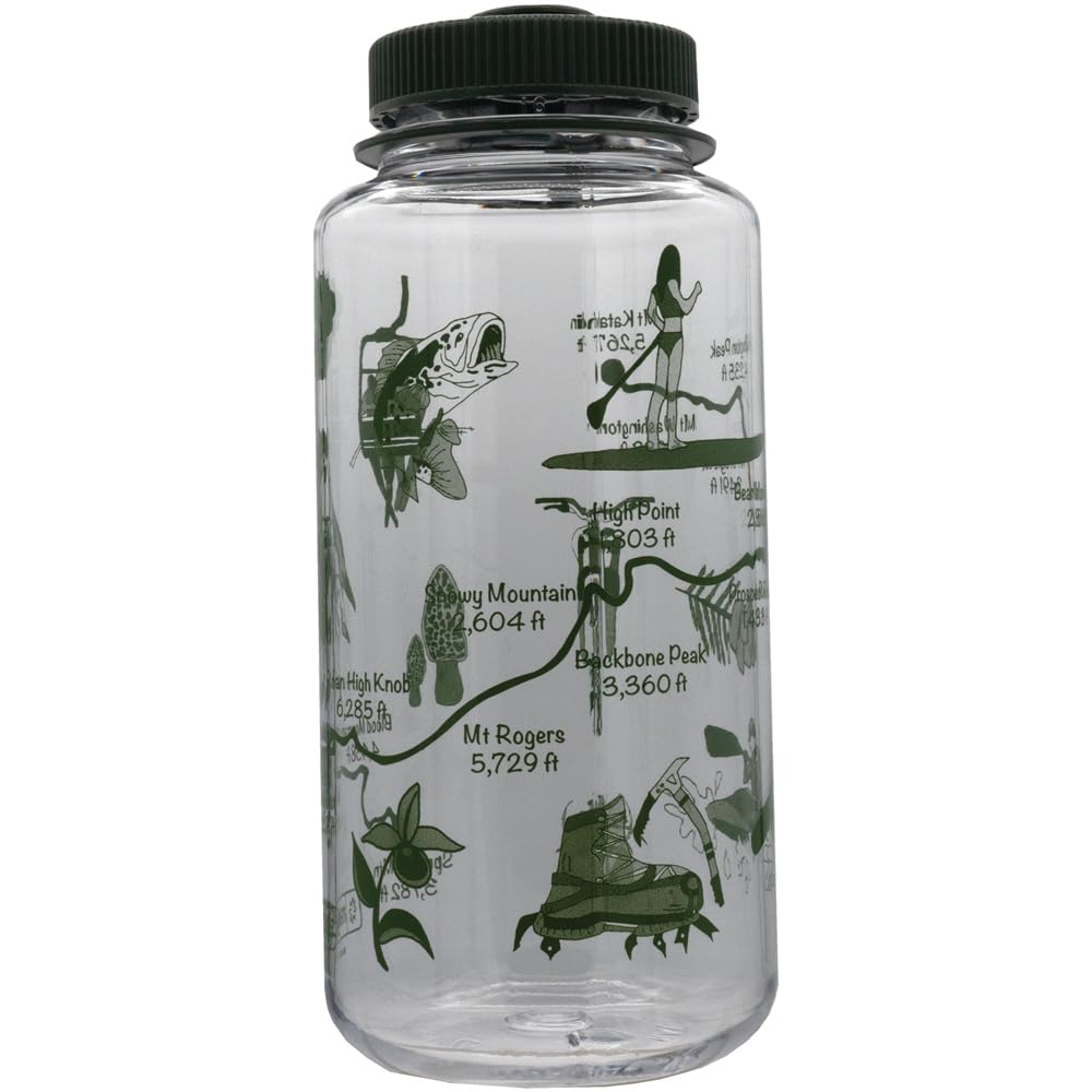 Nalgene 32 oz Wide Mouth Water Bottle | BPA-Free, Durable & Leak Proof- Geographical Bottle Design, East Coast Clear