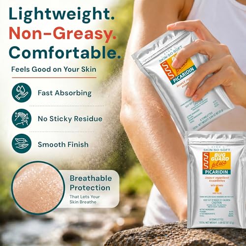DEET-Free Insect Repellent Wipes - Picaridin, Vitamin E & Aloe, 16 Pack