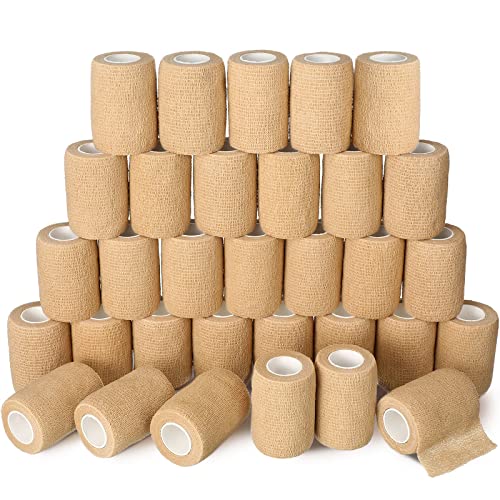 Self Adhesive Bandages 48 Pack - Nude, 3 Inch x 5 Yard Elastic Wraps