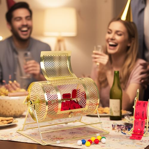 Small Brass Raffle Ticket Drum - Gold Spinning Lottery Cage, Holds 2000 Tickets