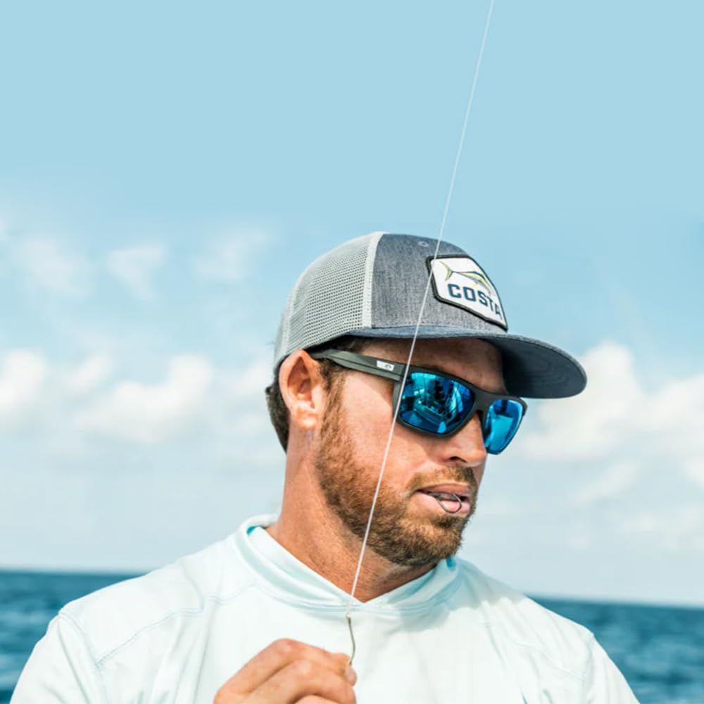Costa Del Mar Mens Pargo Aviator Sunglasses, Net Dark Grey/Sunrise Silver Mirrored Polarized-580G, 61 mm