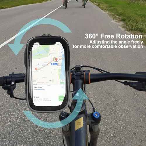 Bike Phone Handlebar Bag Holder Bike Phone Holder Waterproof Bike Bag with Sun-Visor Rain Cover, TPU Touch Screen, Handlebar Mount Bicycle Phone Front Frame Bag Bike Phone Mount for Bike