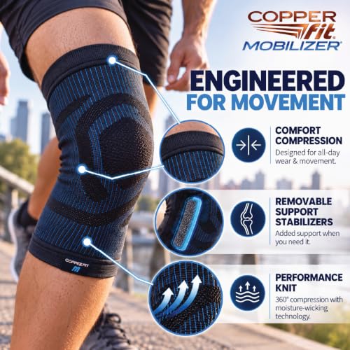Copper Fit Mobilizer Knee Sleeve S/M - Compression Support for Recovery & Pain Relief