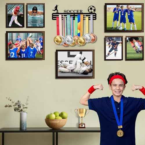 Resama Medal Hanger Holder Display Wall Rack Frame Shelf-Medal Hanger Awards Ribbon Soccer,Gymnastics,Holder Display Rack for 60 Medals