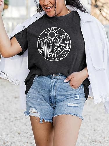 Plus Size Women's Graphic T-Shirt Short Sleeve Top - S Grey / 4X-Large