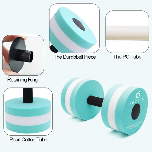 Water Dumbells, Aquatic Exercise Dumbell Set of 2 Water Aerobic Exercise Foam Dumbbells Pool Resistance Water Fitness Equipment for Weight Loss (Cyan)