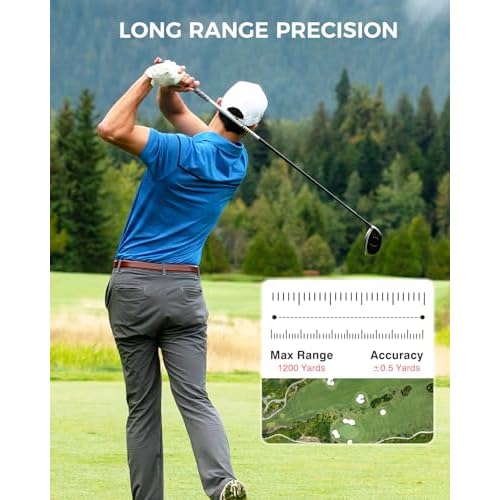 Golf Rangefinder with Slope - 1200 Yards Laser Range Finder with Flag Pole Locking Vibration, 7X Magnification rangefinder with Magnet Stripe