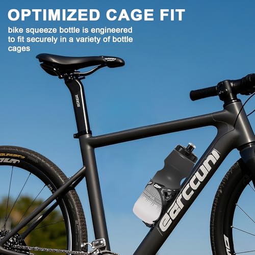 GEMFUL 24oz Bike Water Bottle & Cage Holder Set - Pink Blue & Black White 2 Pack