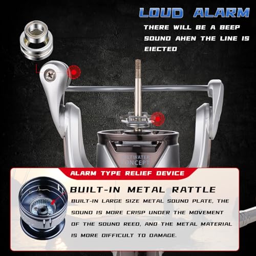 Saltwater Spinning Reel 13+1BB Carbon Drag Waterproof Aluminum Spool - Silver & Blue 6000