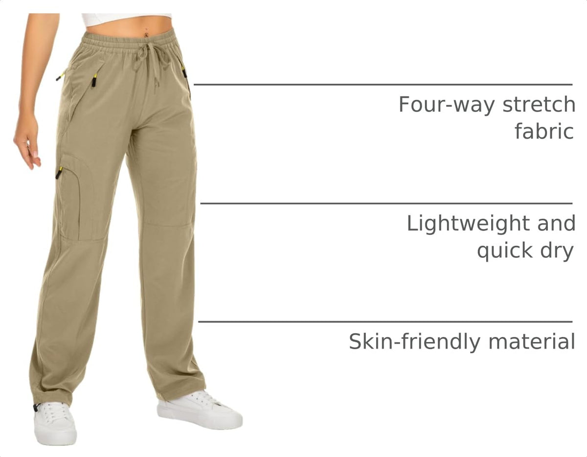 Toomett Women's Hiking Cargo Pants Quick Dry UPF50+ Outdoor Pants for Women Fishing Safari Travel Stretchy Pants with Pockets,6608,Khaki,XS