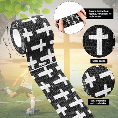 Christian Athletic Tape 12 Pack Black 2 Inch x 5 Yards Religious Sports Wrap