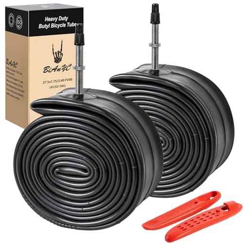 2 PCS 27.5 Inch Heavy Duty 27.5x1.75-2.40 Bike Tubes FV48mm Presta Valve 45/62-584 Inner Tubes Compatible with 27.5x1.75 27.5x1.95 27.5x2.10 27.5x2.125 27.5x2.25 27.5x2.40 Bike Bicycle Tire Tubes
