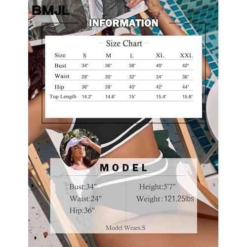 BMJL Women's High Waisted Bikini Sets Sporty Two Piece Swimsuits Color Block Cheeky High Cut Bathing Suits