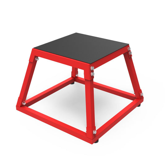 12 Inch Steel Plyo Box for Exercise, Plyometric Jumping Box,Metal Exercise Step Up Box with Anti-Slip Surface for Home Gym, Red