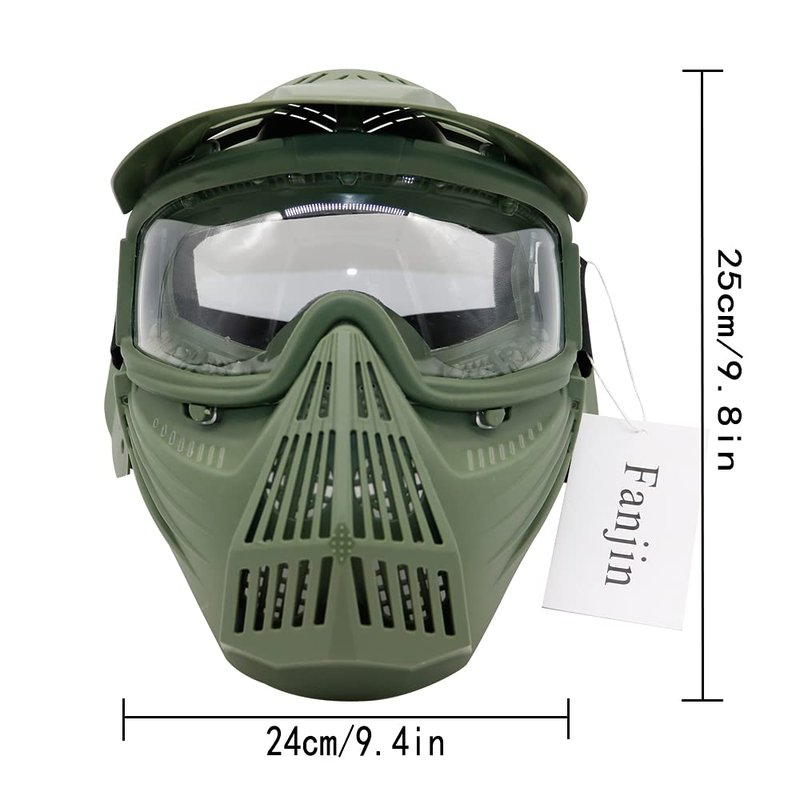 Fanjin Paintball Mask, Airsoft Mask, Tactical Masks Full Face Gear with Goggles Impact Resistant for Hunting CS Survival Games Halloween Cosplay and Outdoor Activities
