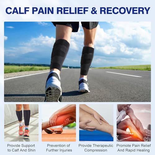 Calf Support Brace with Adjustable Compression Neoprene Wrap for Muscle Pain Relief
