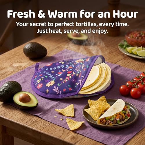 Microwave Safe Tortilla Warmer Pouch Set - 3 Pack Food Insulation Sleeves