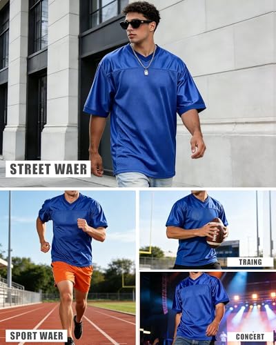 Blue Mesh Football Jersey Unisex Practice Active Soccer Tee 90s Hip Hop Style Small