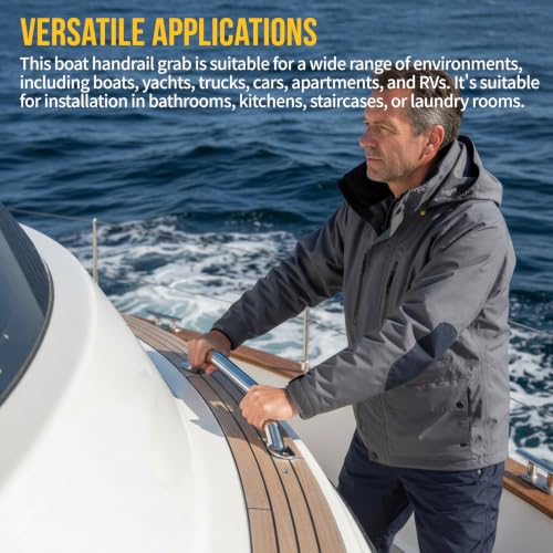 Marine Grade Stainless Steel Boat Handrail - 14.9 Inch Polished Grab Handle