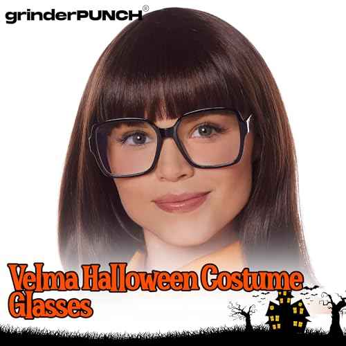 grinderPUNCH XL Oversized Black Nerd Clear Glasses - Men and Women - Square Costume