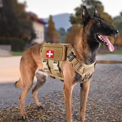 Tan Tactical Molle Admin Pouch with US Flag Patch & Keychain - Laser Cut Tool Bag