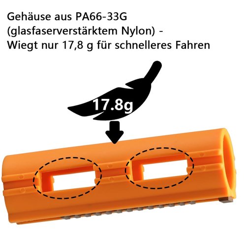 T238-AEG Piston Rack Pro Edition, Compatible with Airsoft AEG Ver.V2/V3 Gearbox Upgrade Kit Set for M4/AK/MP5/G36/P90/AUG/VECTOR, and Other Compatible Models(Orange)