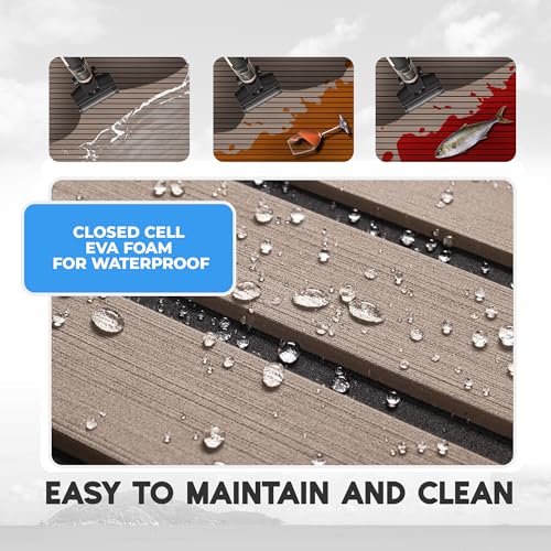 High-Density EVA Foam Boat Flooring - Faux Teak Marine Decking, 94" x 15" - Terra with Black Seam Lines
