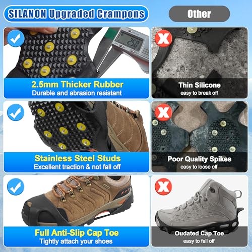 Ice Snow Cleats for Shoes and Boots - X-Large 10-13.5 Men / 11.5-14 Women Traction Grips